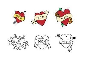 Mom Tattoo Doodle Set vektor