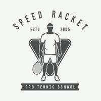 årgång tennis logotyp, bricka, emblem och mycket Mer. vektor illustration. grafisk retro konst.