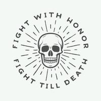 Vintage Fighting Skull Label, Emblem und Logo. Vektor-Illustration vektor