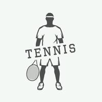 årgång tennis eller sport motiverande affisch med inspiration i retro stil. vektor illustration. svartvit grafisk konst.