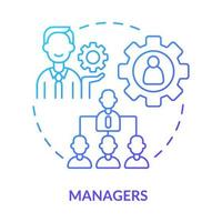 Symbol für das blaue Gradientenkonzept von Managern. Kategorie der Genossenschaftsmitglieder abstrakte Idee dünne Linie Illustration. Unternehmensentwicklung aufrechterhalten. isolierte Umrisszeichnung. vektor