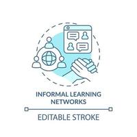 informelle Lernnetzwerke türkisfarbenes Konzeptsymbol. Gemeinschaftsarbeit. Online-Bildung abstrakte Idee dünne Linie Illustration. isolierte Umrisszeichnung. editierbarer Strich. vektor