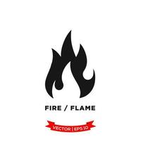 Flammensymbol im trendigen flachen Design, Feuersymbol vektor