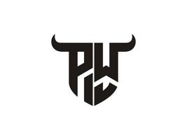 anfängliches pw-bull-logo-design. vektor