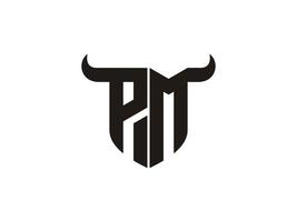 anfängliches pm-bull-logo-design. vektor