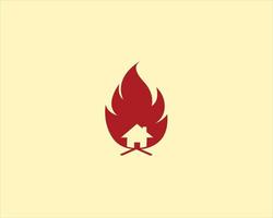 hus med brand brand symbol vektor