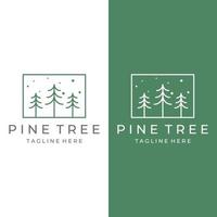 kreativ abstrakt tall träd och tall skog logotyp mall design isolerat bakgrund.logotyper för märken, företag, jul, varumärken och naturlig Produkter. vektor