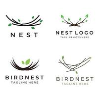 Vogelnest-Hipster-Logo kreative Design-Vektor-Illustrationsvorlage. vektor