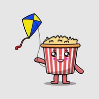 Cartoon-Popcorn-Figur, die Drachenschinden spielt vektor