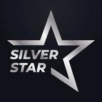 Luxus-Silber-Stern-Logo-Symbol-Vektordesign-Vorlage, elegante Stern-Logo-Designs mit schwarzem Hintergrund. eps-Vektordatei vektor