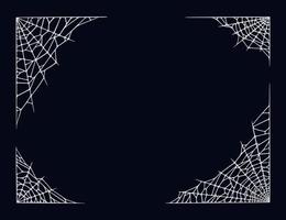 Spinnennetzkorber isoliert auf schwarzem Hintergrund. Rahmen mit Halloween-Spinnenweben. Vektor-Illustration vektor