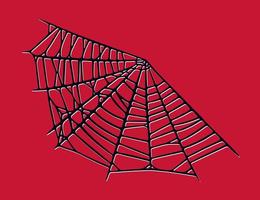 Spinnennetz isoliert auf rotem Hintergrund. gruselige Halloween-Spinnenweben mit roten Fäden. Vektor-Illustration vektor