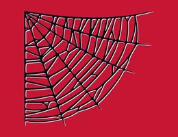 Spinnennetz isoliert auf rotem Hintergrund. gruselige Halloween-Spinnenweben mit roten Fäden. Vektor-Illustration vektor