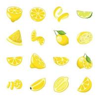 packa av citron- platt illustrationer vektor