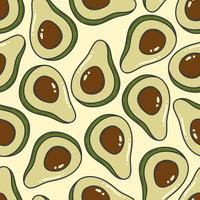 Avocado-Doodle umreißt nahtlose Musterillustration. hintergrund der organischen obst- und gemüseillustration. vektor