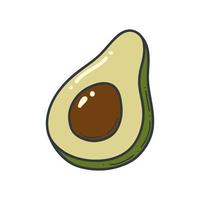 Avocado-Doodle-Gliederungssymbol. logo organische obst- und gemüseillustration. vektor