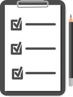 Zwischenablage-Checkliste mit Bleistift auf weißem Hintergrund. vektor