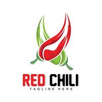 rotes Chili-Logo, scharfer Chili-Pfeffer-Vektor, Chili-Gartenhaus-Illustration, Firmen-Produktmarken-Illustration vektor