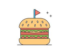 Illustration des flachen Designentwurfschefs, der mit Pizza und Burgern arbeitet vektor