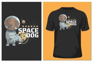 Dackelhund und Raumanzugvektor. T-Shirt-Design vektor