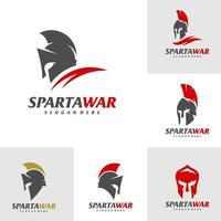 uppsättning av spartansk krigare logotyp vektor. spartansk hjälm logotyp design mall. kreativ ikon symbol vektor