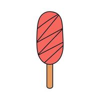 Eis im Doodle-Stil. Sommer eisiges süßes Dessert. einfache Abbildung isoliert auf weißem Hintergrund. Sommer-Symbol vektor