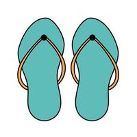 Doodle-Strand-Flip-Flops. Sommerschuhe. einfache Abbildung isoliert auf weißem Hintergrund. Sommer-Symbol vektor