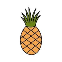 süße stilisierte ananas im gekritzelstil. Tropische Frucht. einfache Abbildung isoliert auf weißem Hintergrund. Sommer-Symbol vektor