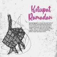 ketupat ramadan handzeichnung skizze chaotische linien gekritzel vektor