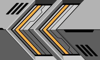 abstrakter gelber Pfeil schwarze Linie Schaltungsrichtung geometrisch auf grauem Metalldesign moderner futuristischer Technologiehintergrundvektor vektor