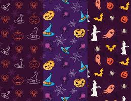 platt illustration halloween mönster samling för ny mall vektor