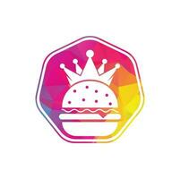 Burger King-Vektor-Logo-Design. Burger mit Kronensymbol-Logo-Konzept. vektor