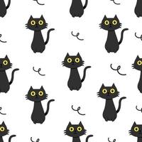 svart katt sömlös mönster bakgrund. vektor illustration