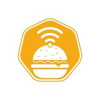 Wifi-Burger-Logo-Design-Vektor-Symbol. Hamburger- und WLAN-Signalsymbol oder -symbol. vektor