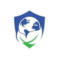 Globus-Blatt-Logo-Symbolvektor. Logo-Kombination aus Erde und Blatt. Planet und Öko-Symbol oder Symbol vektor