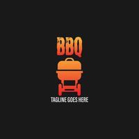 grilllogo mit bbq-logotyp und feuerkonzept in kombination mit spachtel vektor