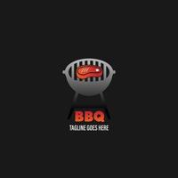 grilllogo mit bbq-logotyp und feuerkonzept in kombination mit spachtel vektor