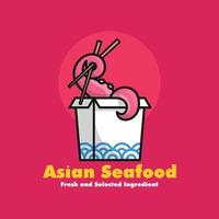 asiatisches Lebensmittel-Cartoon-Logo mit Oktopus-Tentakel hält Essstäbchen. vektor