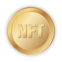 nicht fungibles, einzigartiges token prägt keine realistische 3d-goldene vektorillustration für bankwesen, nft- und blockchain-konzepte. Goldgeld, Internet-Finanzmünze vektor