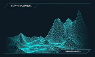 abstrakter Vektor-Drahtmodell-Landschaftshintergrund. Cyberspace-Gitter. 3D-Technologie Wireframe-Vektorillustration. digitale Wireframe-Landschaft für Präsentationen . vektor