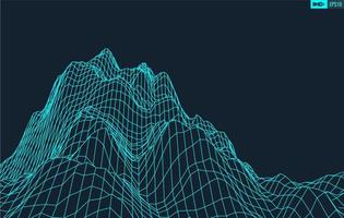 3d trådmodell terräng bred vinkel eps10 vektor