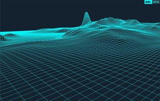3d trådmodell terräng bred vinkel eps10 vektor