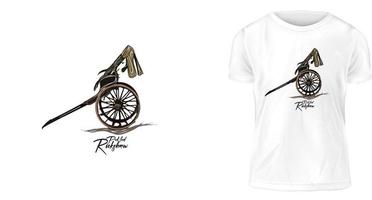 T-Shirt-Designkonzept, eine gezogene Rikscha ist ein von Menschen angetriebenes Transportmittel vektor