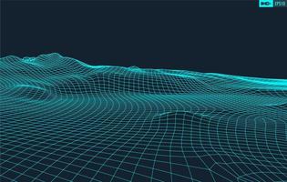 3D-Drahtgitter Gelände Weitwinkel eps10 Vektor