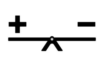 Plus- und Minus-Balance-Konzept. positives und negatives Symbol auf einer Wippe. Vektor-Illustration vektor