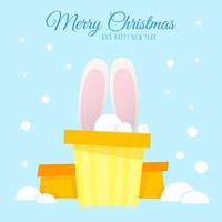 gul jul närvarande med kanin öron vektor