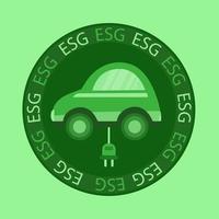 hållbar vänlig t.ex. eco bil. miljö- bil begrepp. isolerat illustration på en grön bakgrund. tecknad serie stil. vektor illustration.