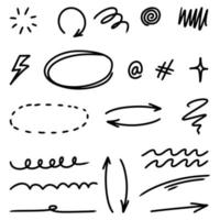 Satz von handgezeichneten Doodle-Elementen für Konzeptdesign isoliert auf weißem Hintergrund. Vektor-Illustration. vektor