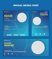 Social-Media-Beitrag mit blauem Hintergrund vektor