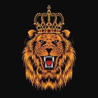 illustration av en modig och modig tiger kung med en krona på hans huvud vektor